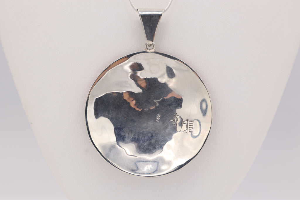 Sun Wheel Silver Inlay Pendant