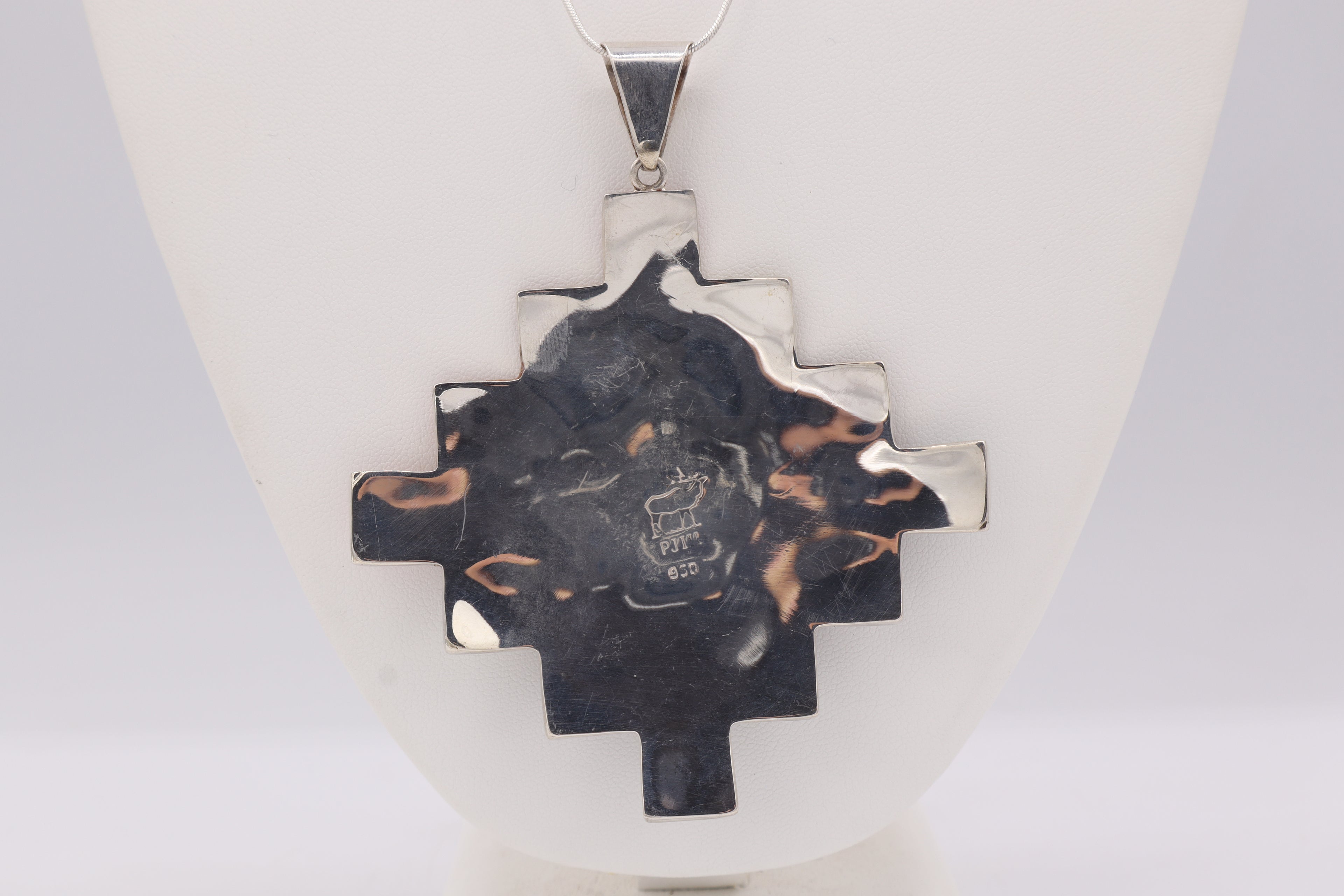 Chakana Mosaic Silver Inlay Pendant
