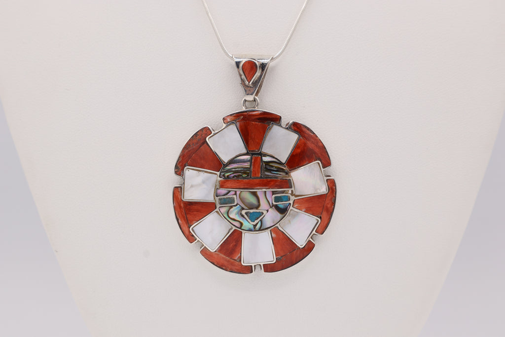 Inti Sun Face Silver Inlay Pendant