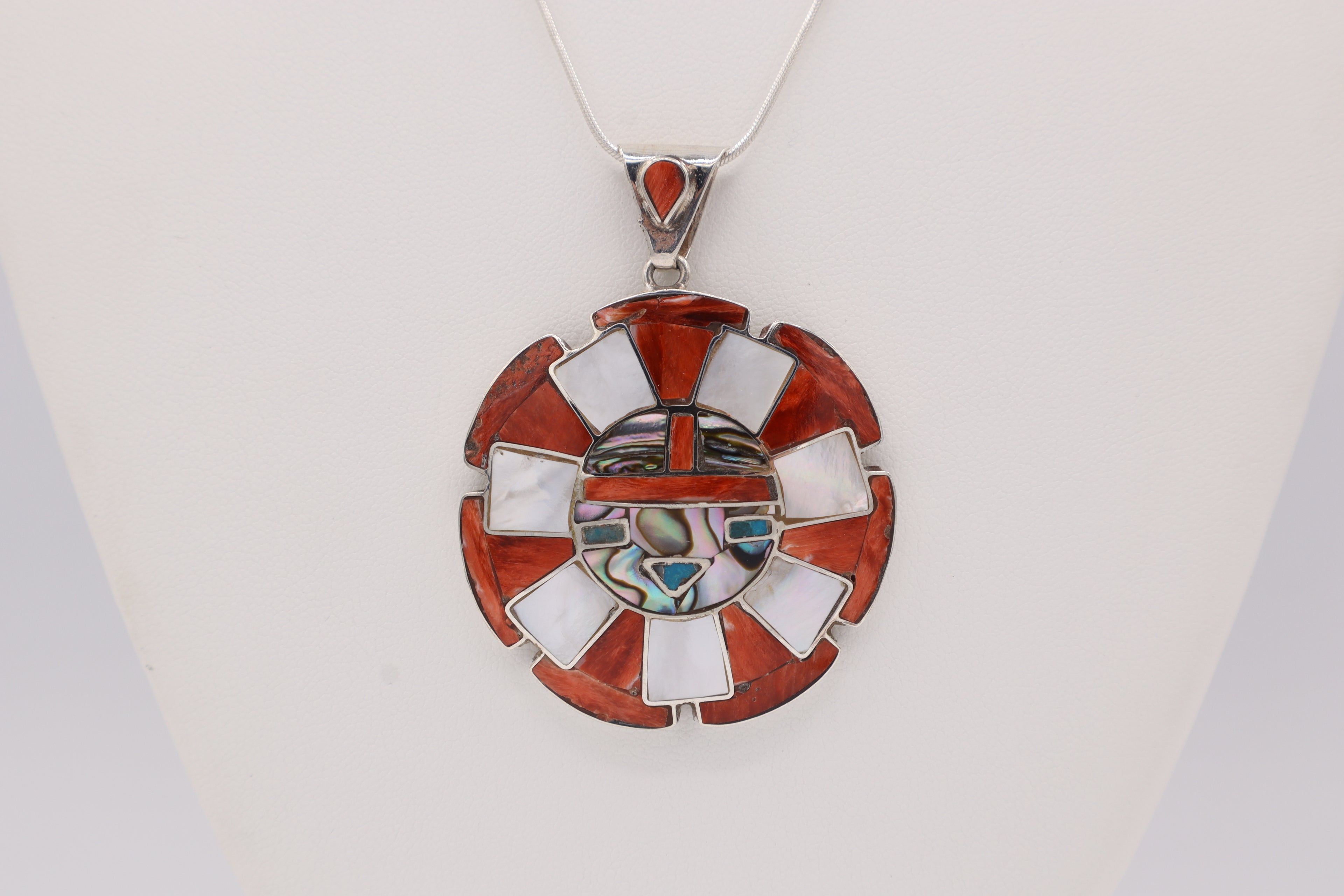 Inti Sun Face Silver Inlay Pendant