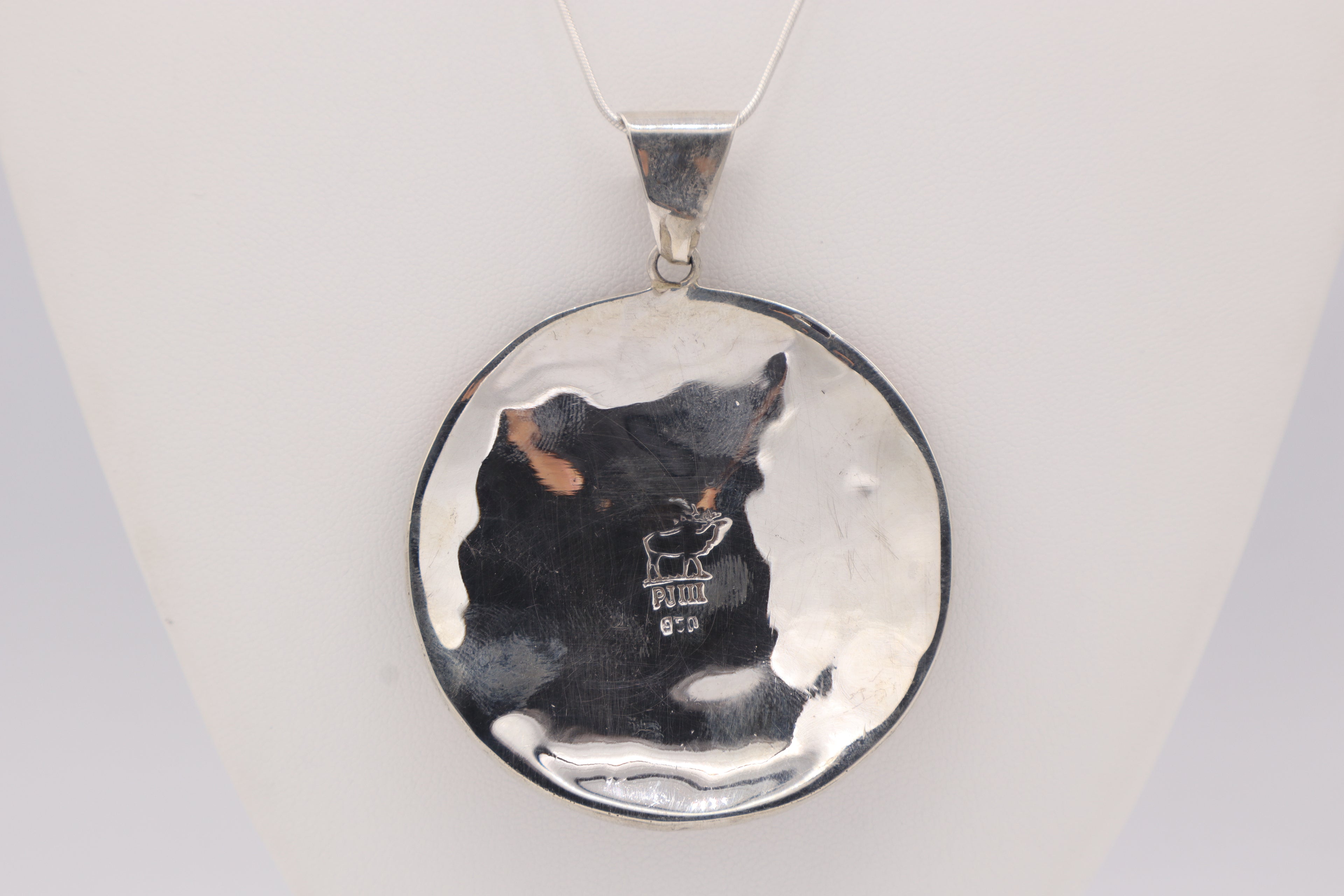 Spiral Sun Silver Inlay Pendant