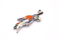 Parrot Silver Inlay Pendant – Abalone & Orange Spiny Oyster