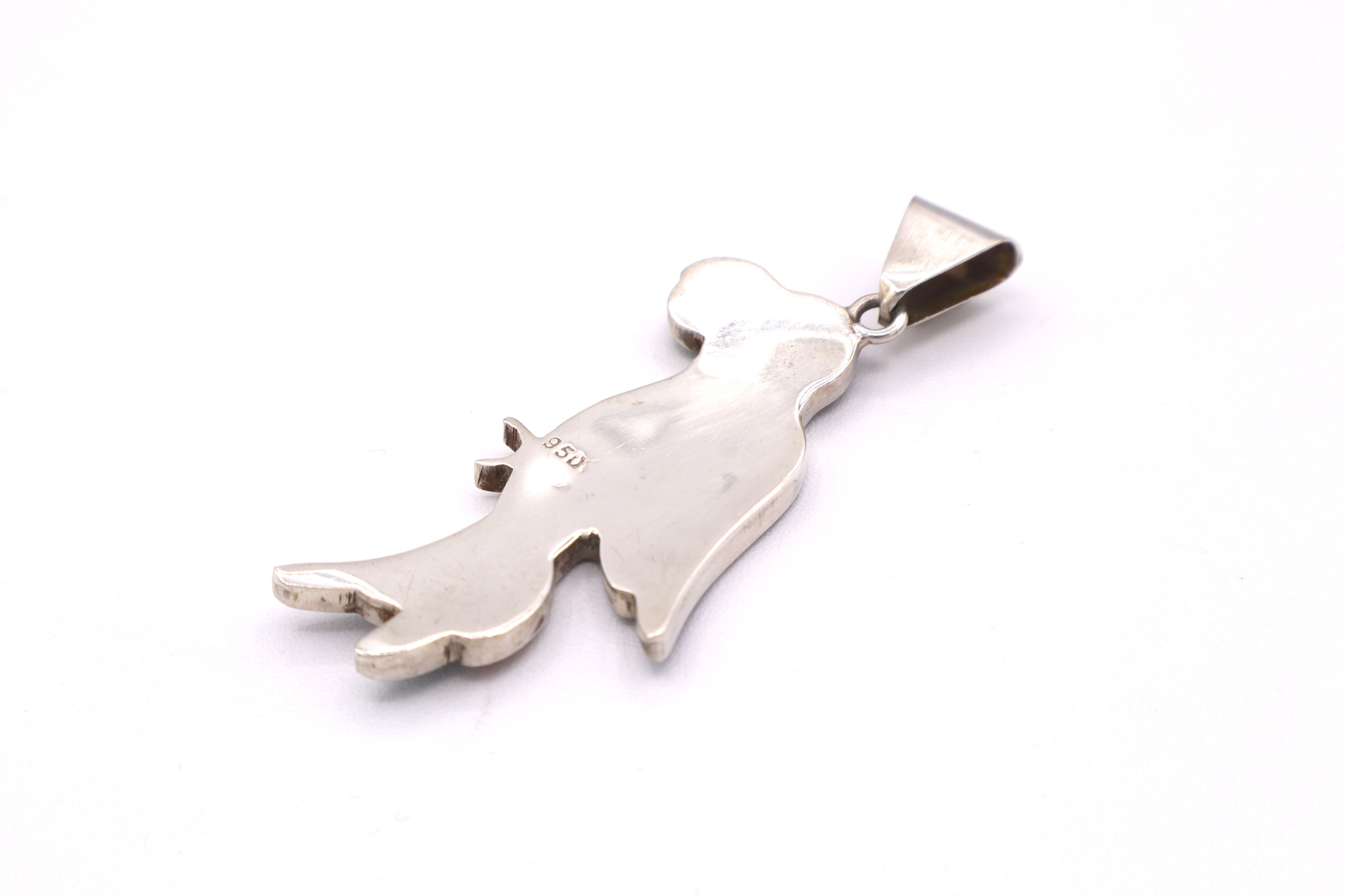 Parrot Silver Inlay Pendant – Abalone & Orange Spiny Oyster