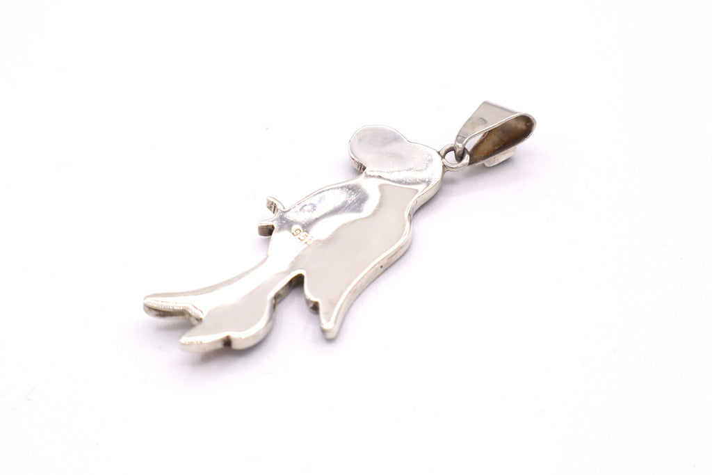 Parrot Silver Inlay Pendant – Red Spiny Oyster & Abalone