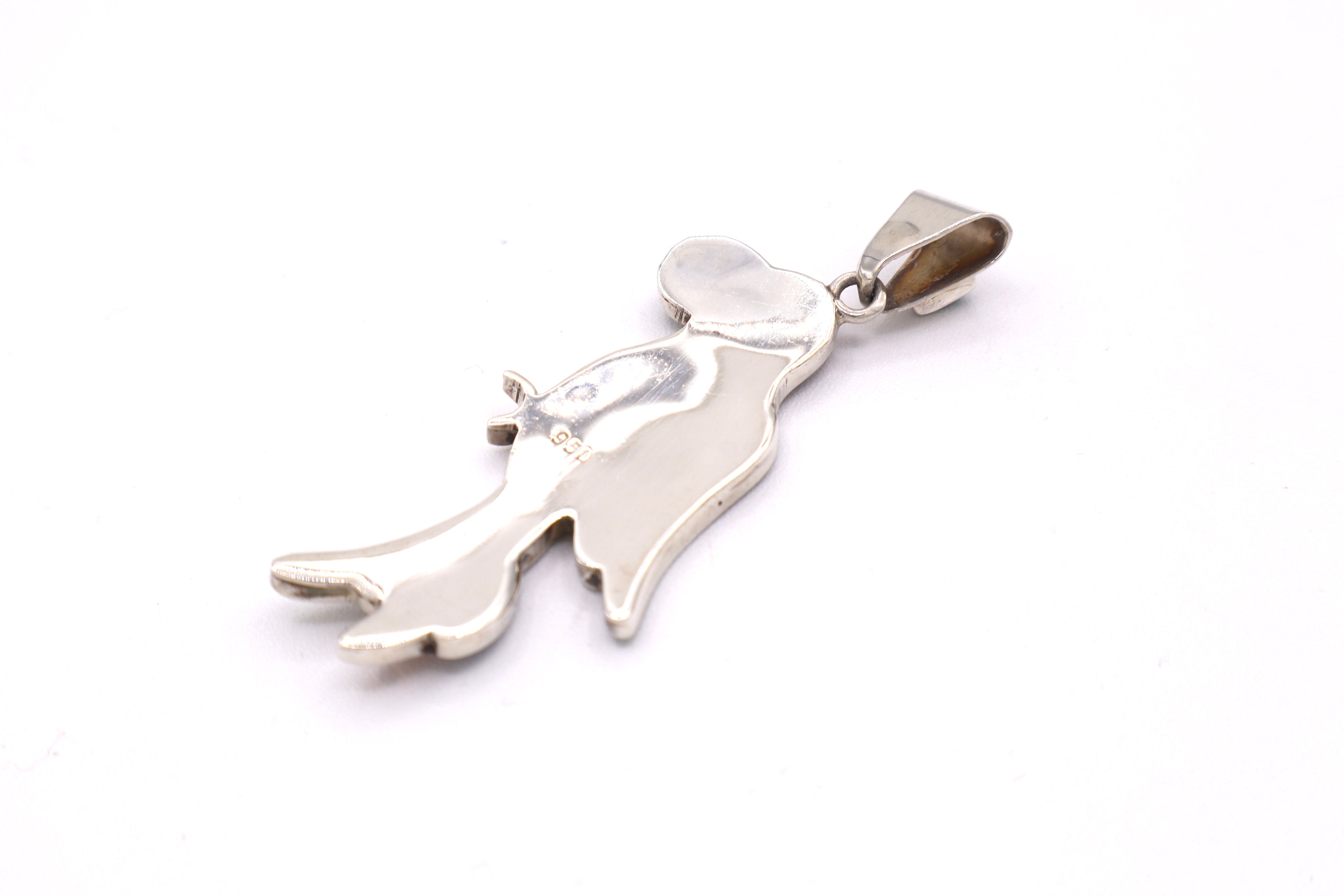 Parrot Silver Inlay Pendant – Red Spiny Oyster & Abalone