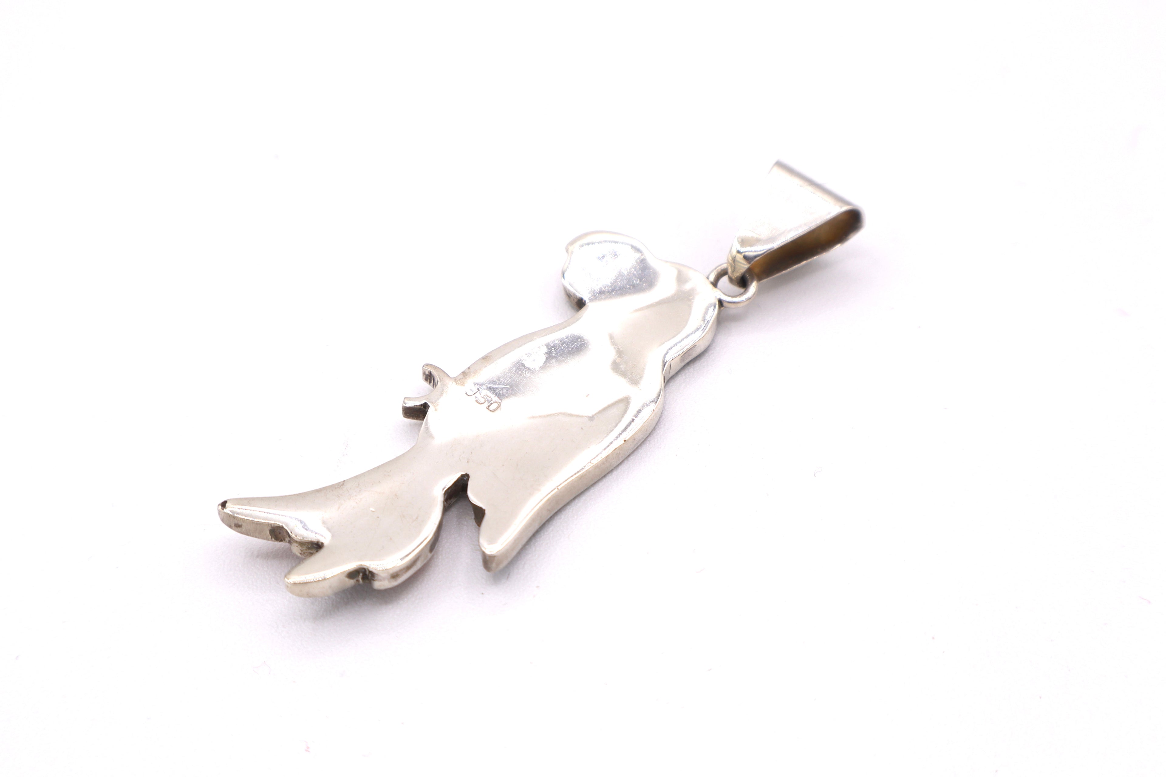Parrot Silver Inlay Pendant – Orange Spiny Oyster & Abalone Shell