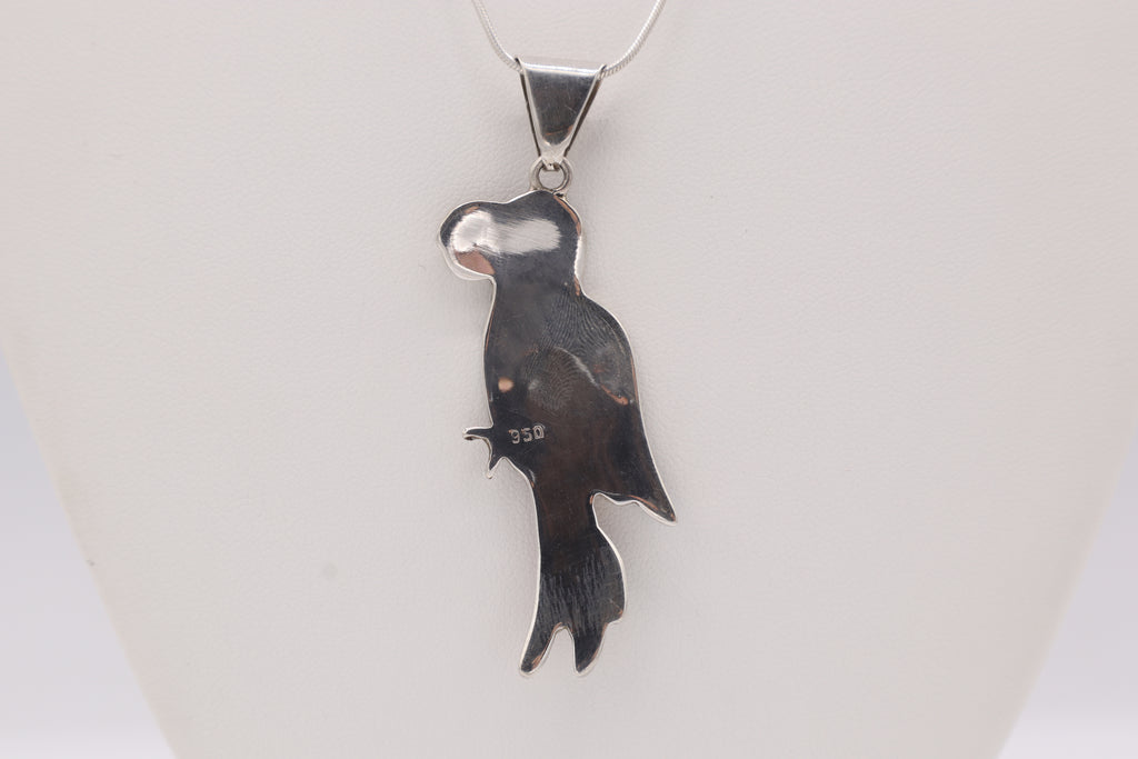 Parrot Silver Inlay Pendant – Chrysocolla & Sodalite