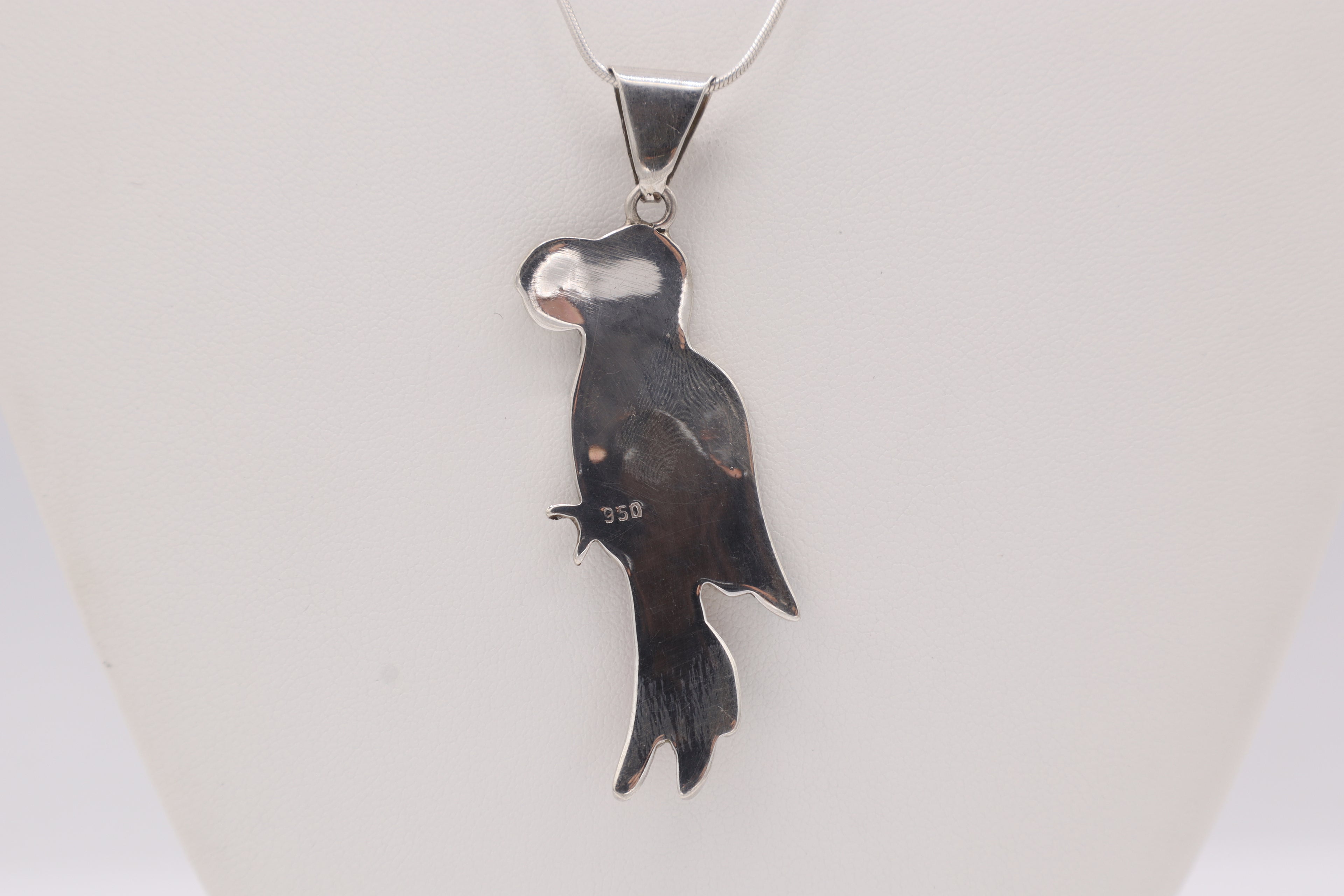 Parrot Silver Inlay Pendant – Chrysocolla & Sodalite