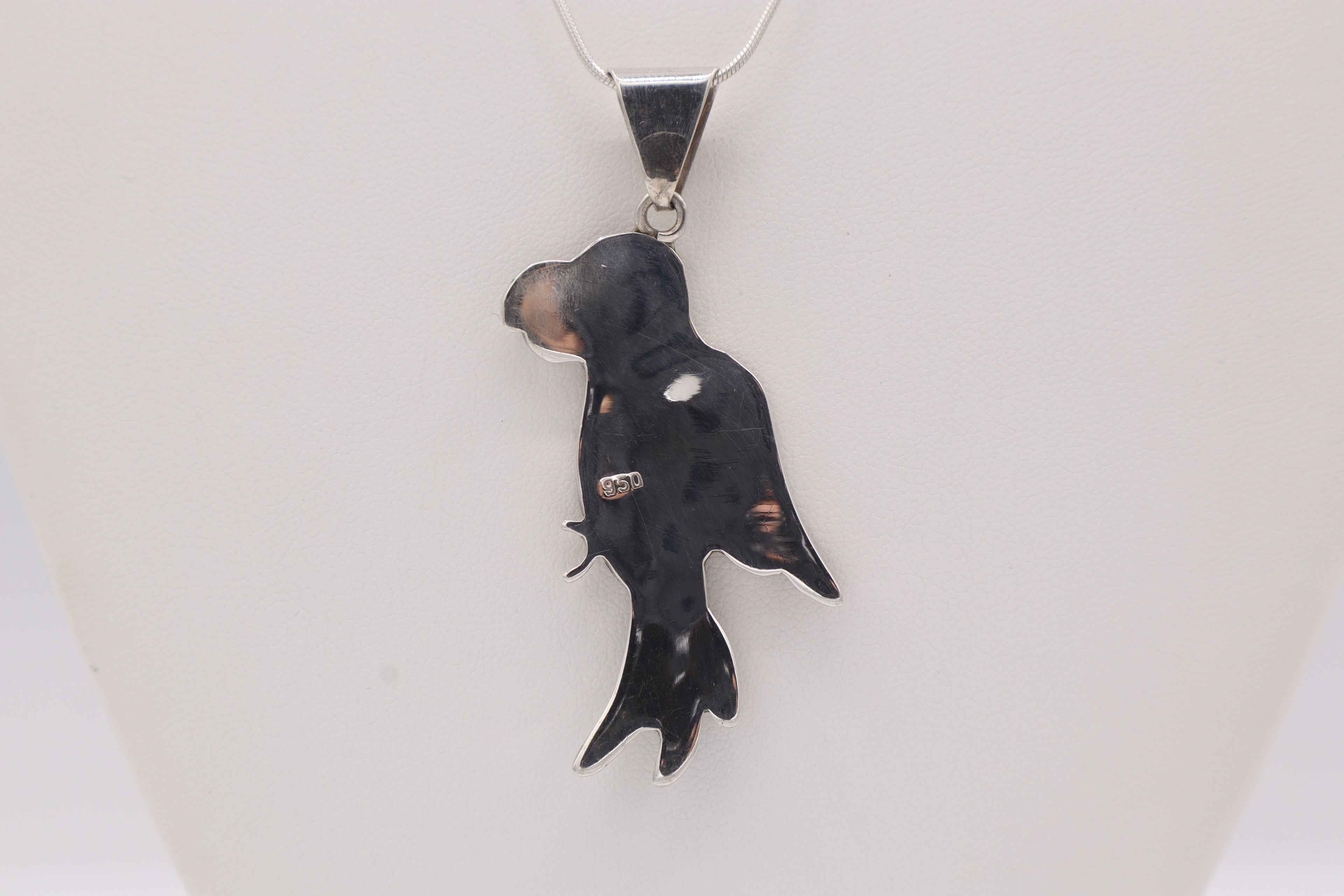 Parrot Silver Inlay Pendant – Purple Spiny Oyster & Orange Spiny Oyster