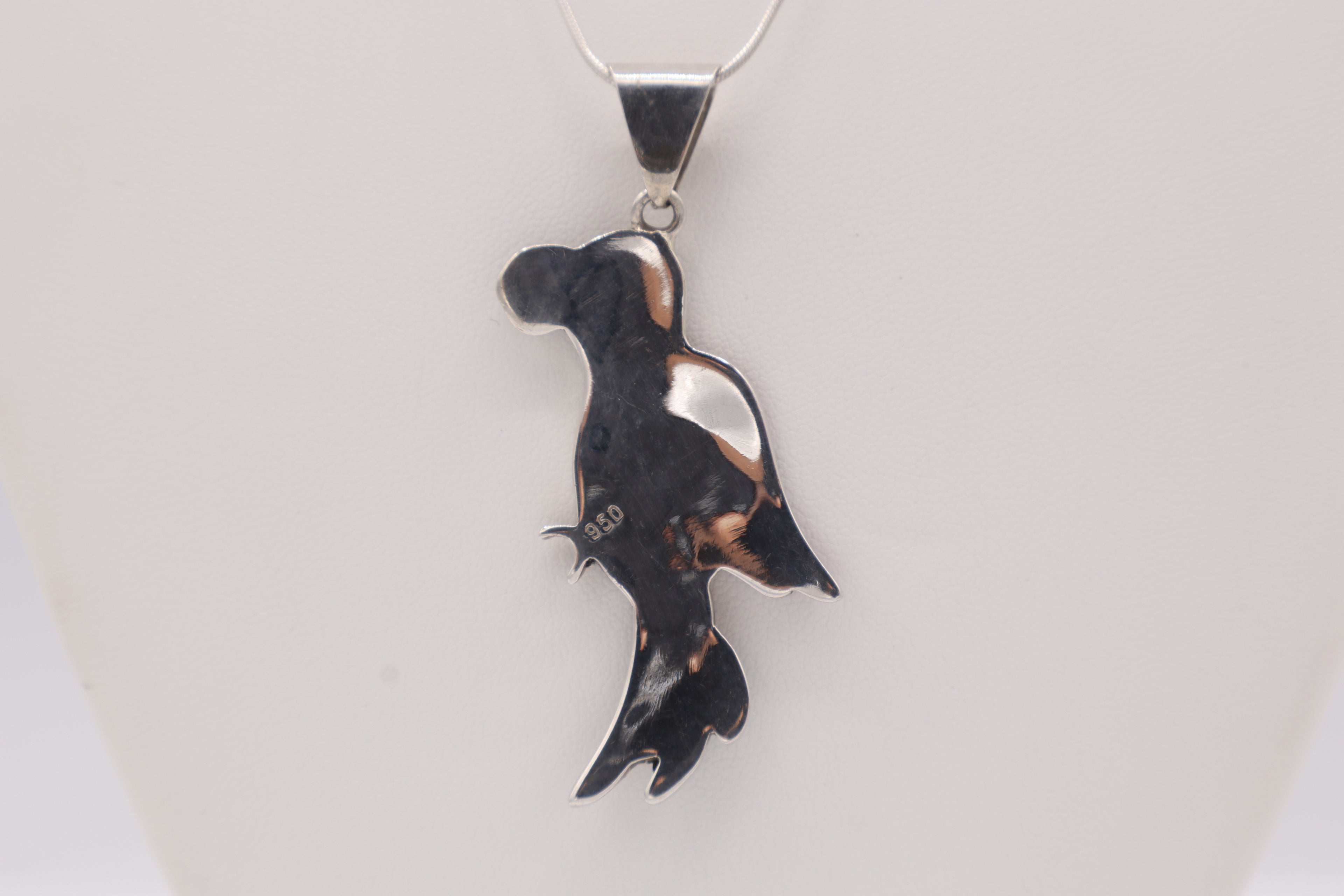 Parrot Silver Inlay Pendant – Gold Mother of Pearl & Red Spiny Oyster